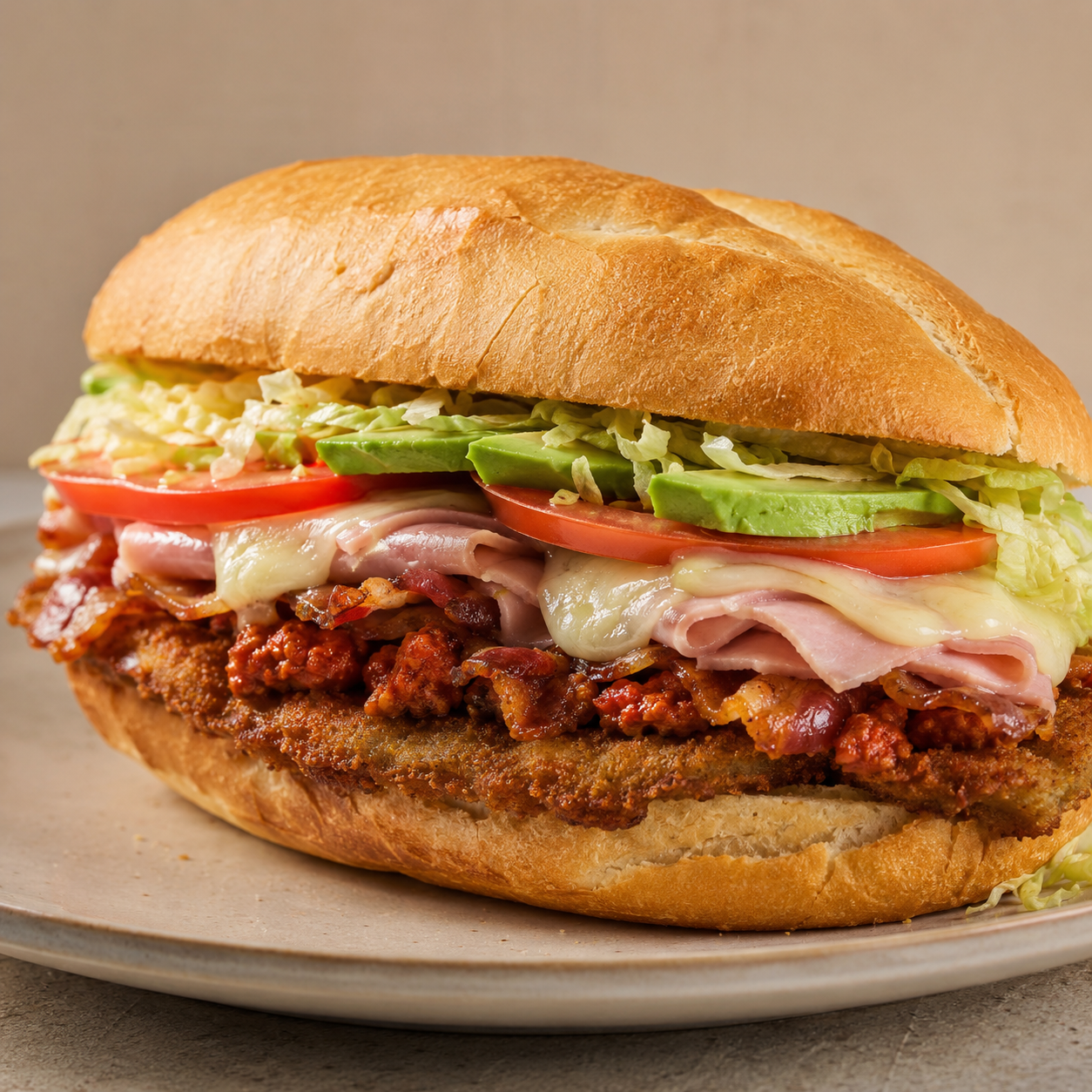 Torta Cubana plate served with choice of meats on a white plate
